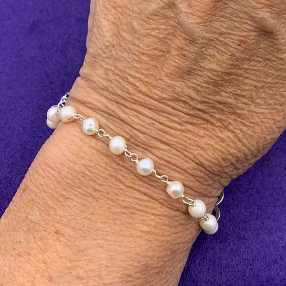 Ring, NWOT, real pearls, sterling 925 silver, adjustable, large baroque white - Picture 12 of 16